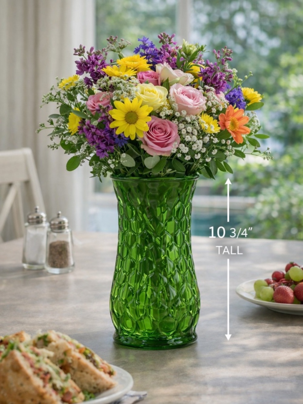 Vintage Tall Emerald Green Bubble Vase